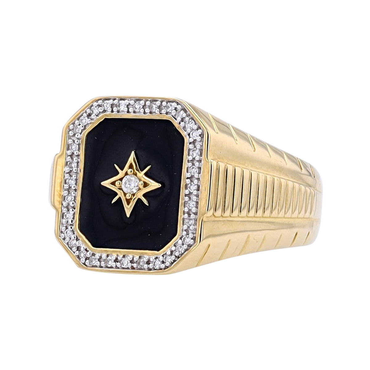 10K YG Black Onyx Gents Ring