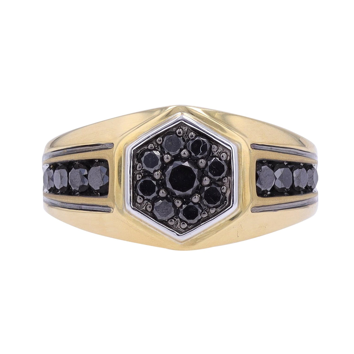 10K YG 1 1/6 CT Black Diamond Gents Ring