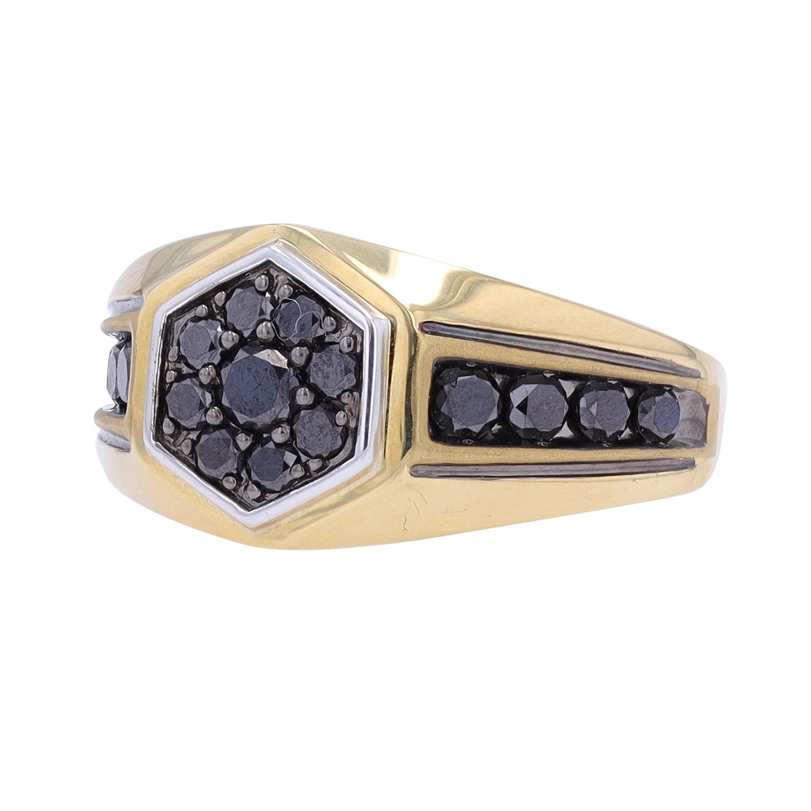 10K YG 1 1/6 CT Black Diamond Gents Ring