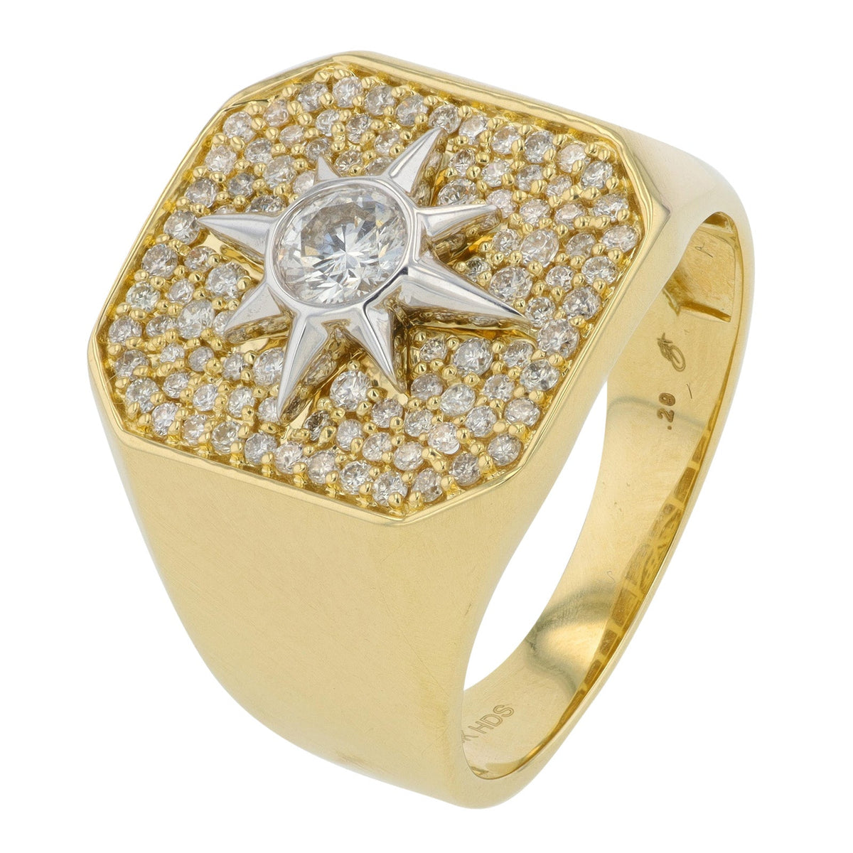 10K YG 3/8 CT Center Diamond Gents Ring