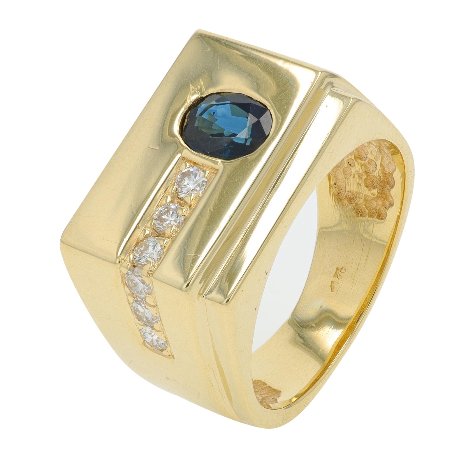 14K YG .84 Sapphire Gents Ring