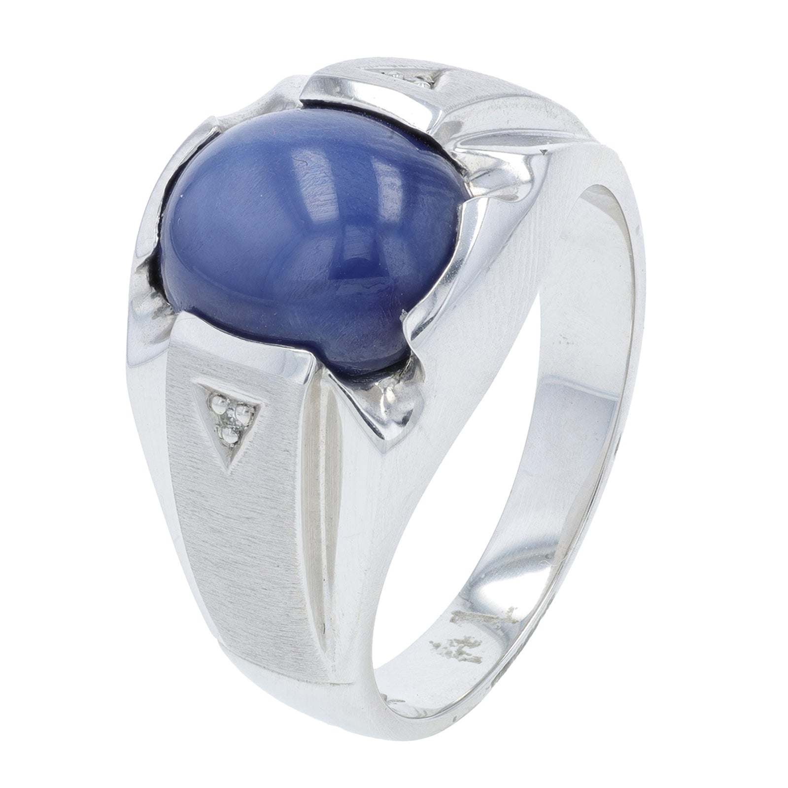 10K WG Created Star Sapphire Gents Ring