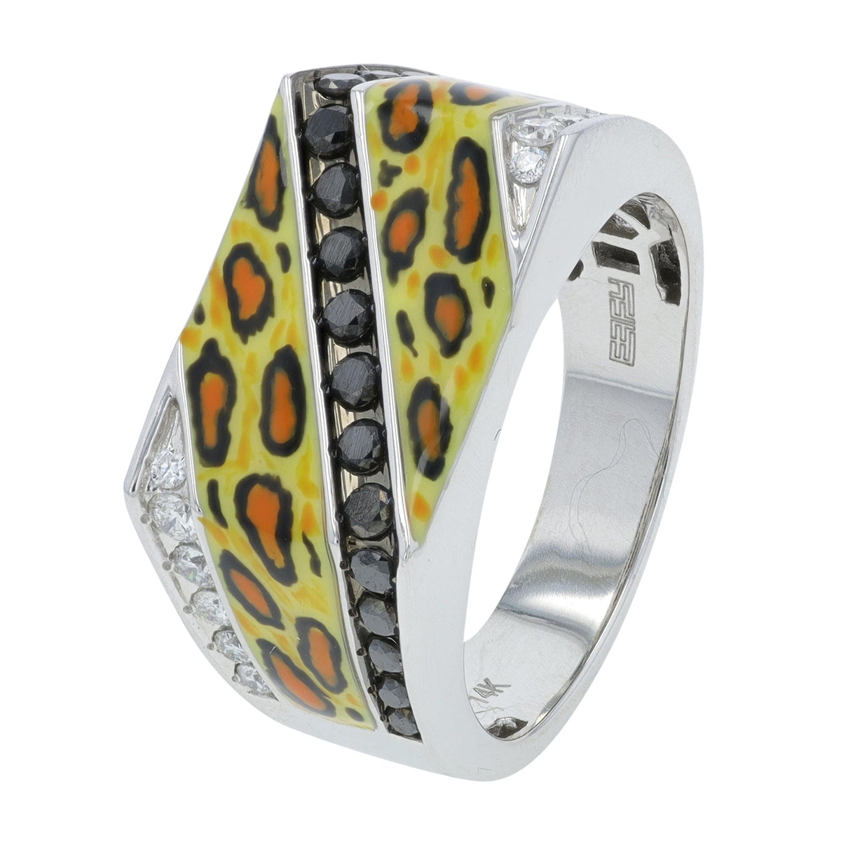14K EFFY WG .73 CT Diamond Gents Cheetah Ring