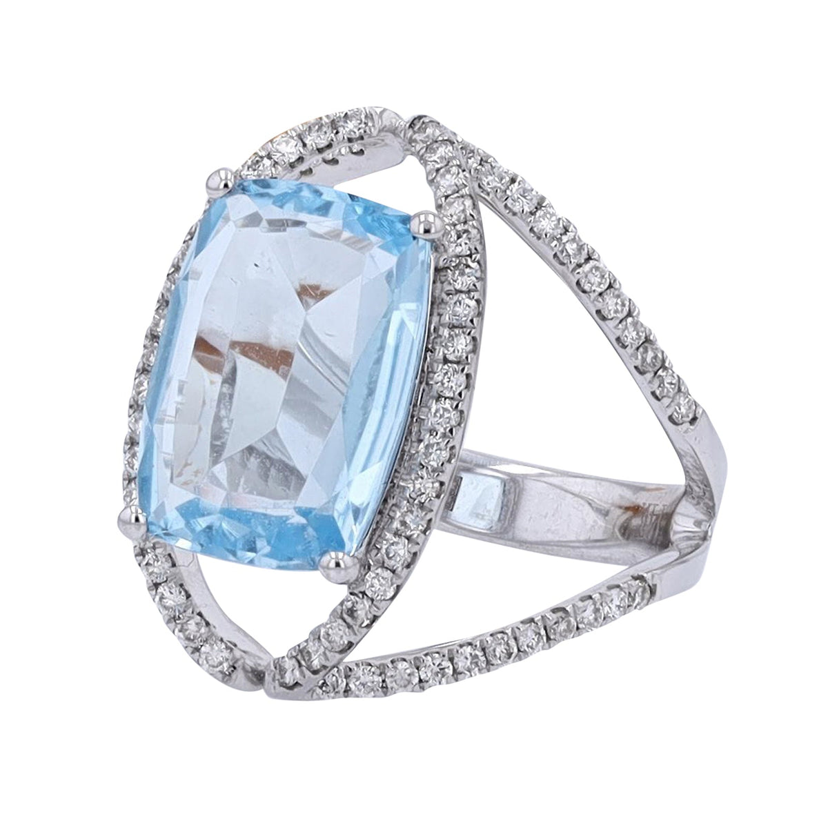14K EFFY WG 9.03 CT Blue Topaz Ring
