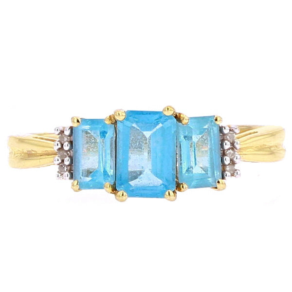 10K YG Three Stone Gemstone Ring<p><strong>More Colors Available</p></strong>