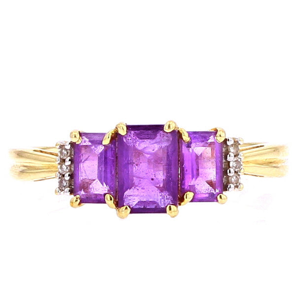 10K YG Three Stone Gemstone Ring<p><strong>More Colors Available</p></strong>