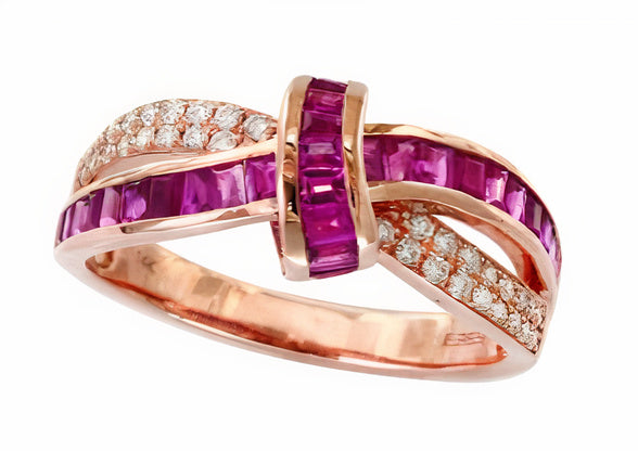 14K EFFY RG 0.76 CT Ruby Crossover Ring