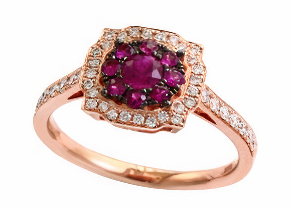 14K EFFY RG 0.48 CT Ruby Cluster Ring