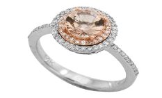 14K EFFY TT 1.20 CT Morganite Halo Ring