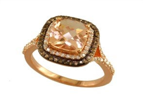 14K EFFY RG 1.60 CT Morganite Halo Ring