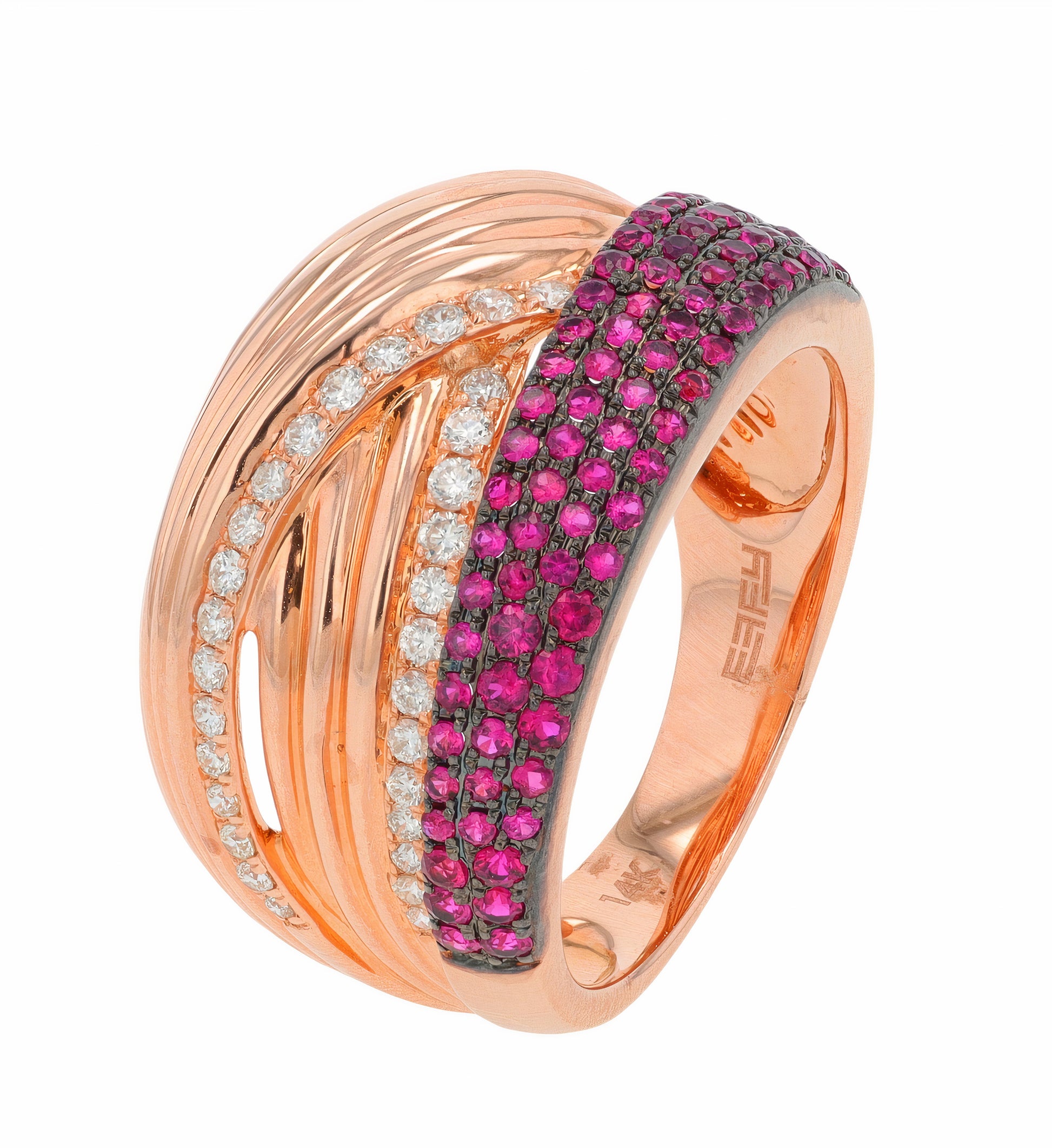14K EFFY RG .62 CTW Ruby Crossover Ring