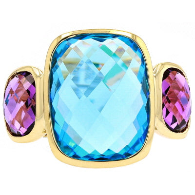 14K YG Three Stone Gemstone EFFY Ring