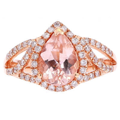 14K RG Pear Cut Morganite Ring