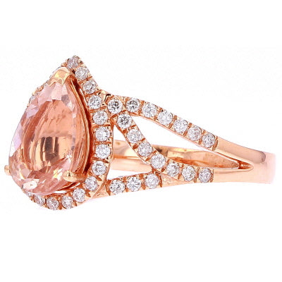 14K RG Pear Cut Morganite Ring