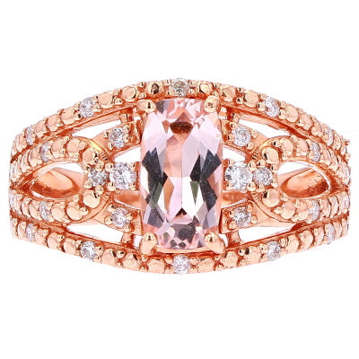 14K RG Morganite Center Ring