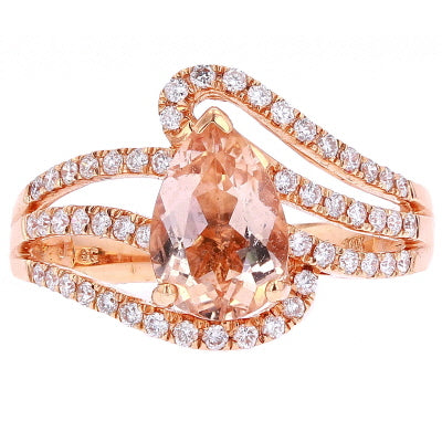 14K RG Pear Center Morganite Ring