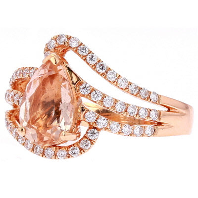 14K RG Pear Center Morganite Ring