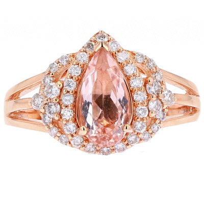 14K RG Pear Center Morganite Ring