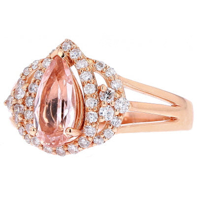 14K RG Pear Center Morganite Ring