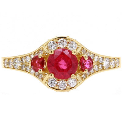 14K Three Stone Ruby Ring<p><strong>More Colors Available</p></strong>