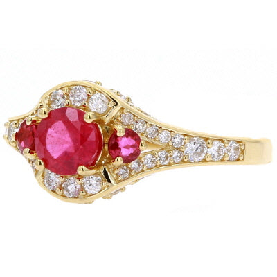 14K Three Stone Ruby Ring<p><strong>More Colors Available</p></strong>