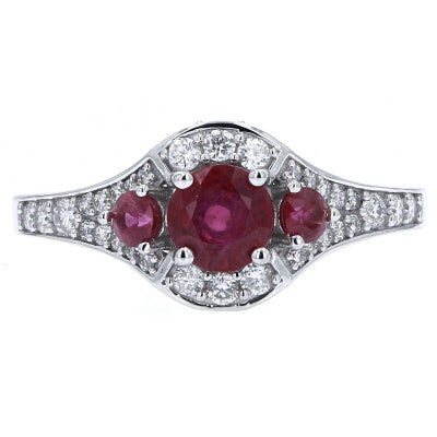 14K Three Stone Ruby Ring<p><strong>More Colors Available</p></strong>