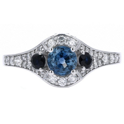 14K WG Sapphire Three Stone Ring