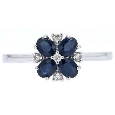14K Flower Gemstone & Diamond Ring<p><strong>More Colors Available</p></strong>