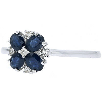 14K Flower Gemstone & Diamond Ring<p><strong>More Colors Available</p></strong>