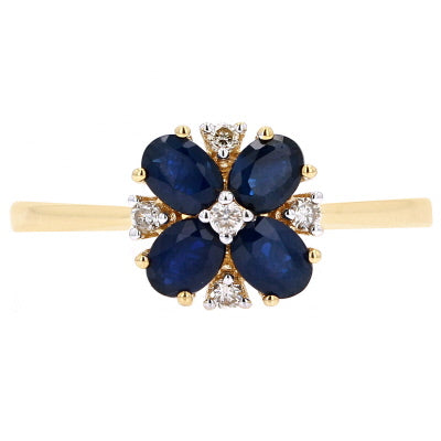 14K Flower Gemstone & Diamond Ring<p><strong>More Colors Available</p></strong>