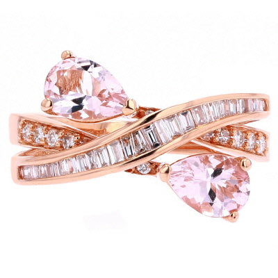 14K RG Bypass Morganite Ring