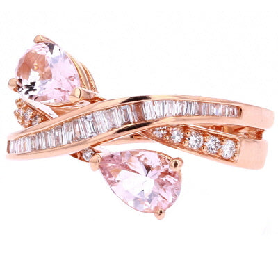 14K RG Bypass Morganite Ring