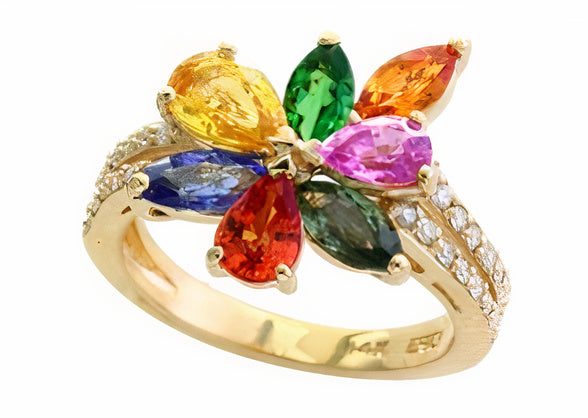 14K EFFY Multicolor Sapphire Ring