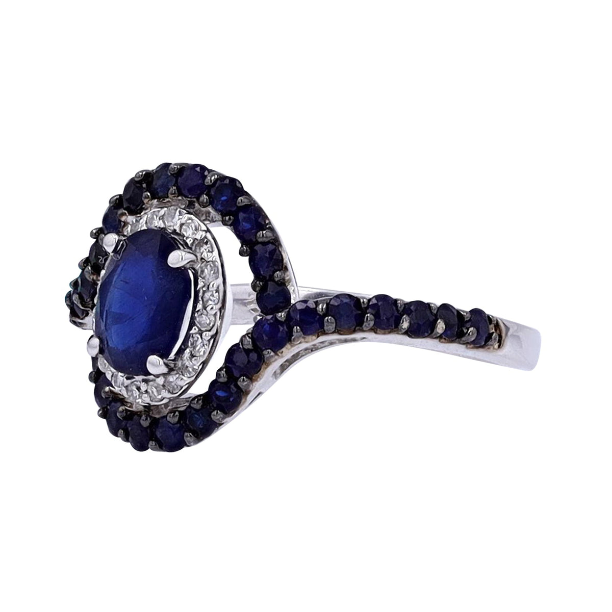 14K EFFY WG 1.86 CT Oval Sapphire Halo Ring