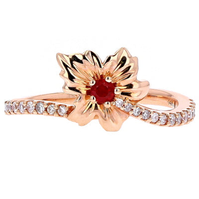 14K RG Ruby Flower Ring