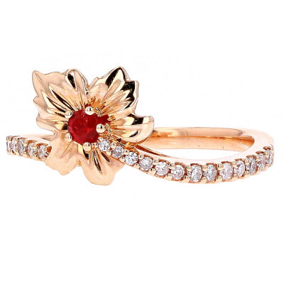 14K RG Ruby Flower Ring