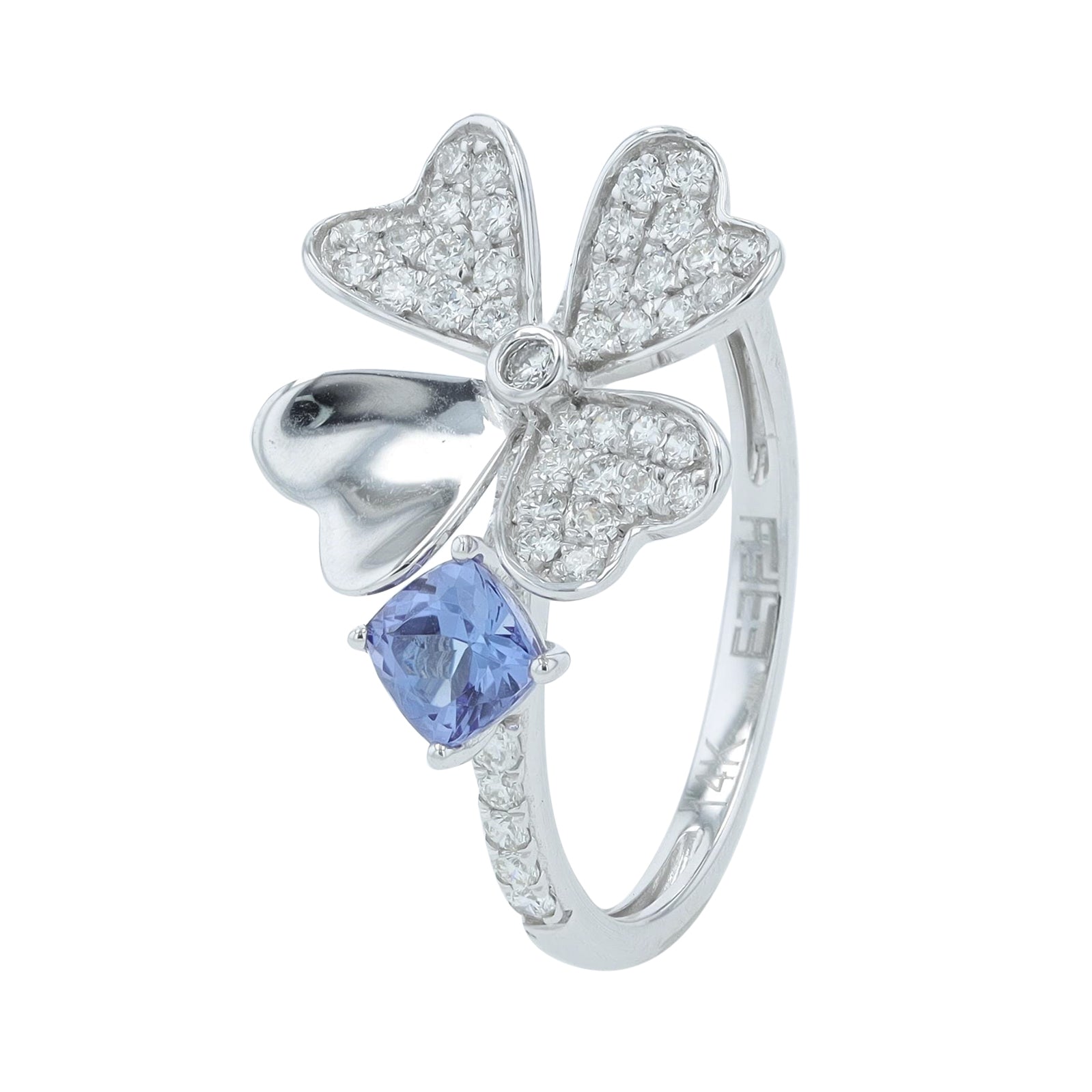 14K EFFY WG .28 CT Tanzanite Flower Ring