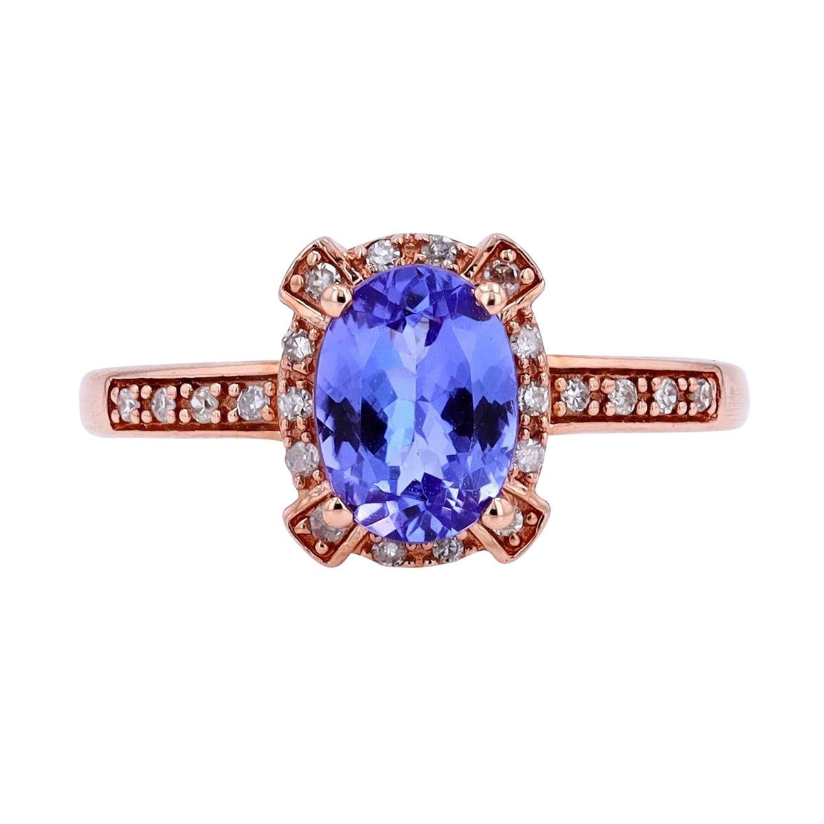 14K EFFY RG Oval Tanzanite Halo Ring