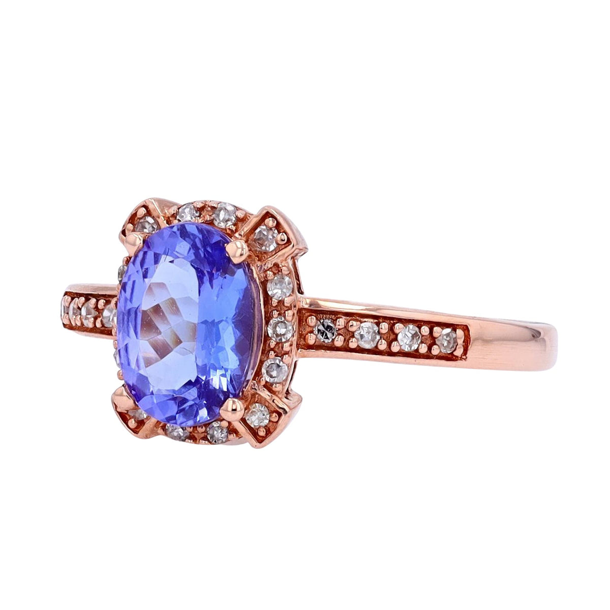 14K EFFY RG Oval Tanzanite Halo Ring