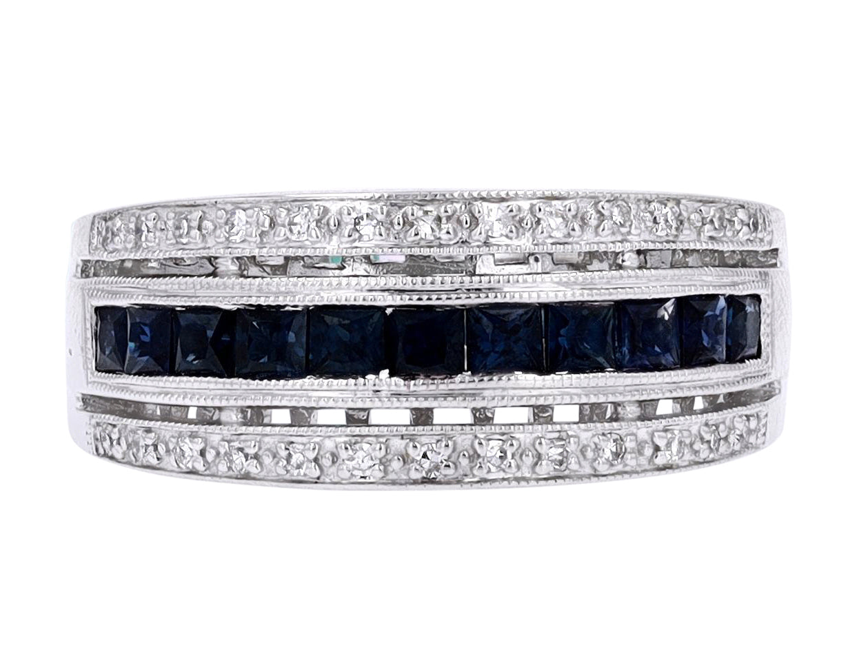 14K WG EFFY Sapphire & Diamond Band