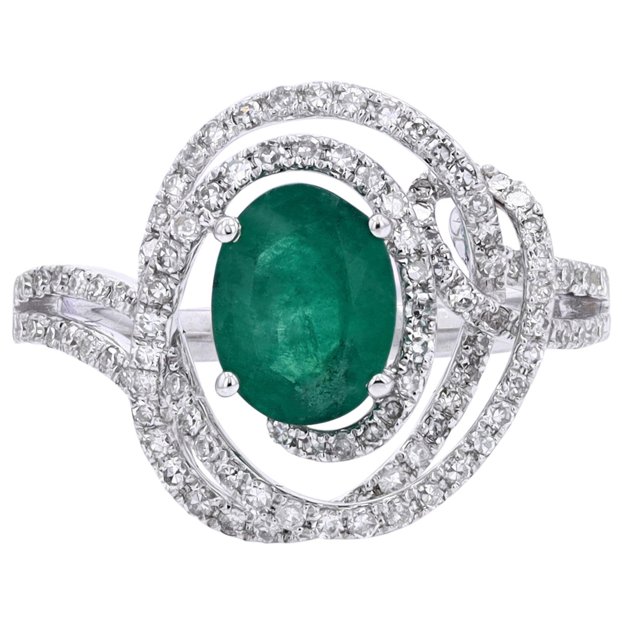 14K WG EFFY Emerald Center Ring