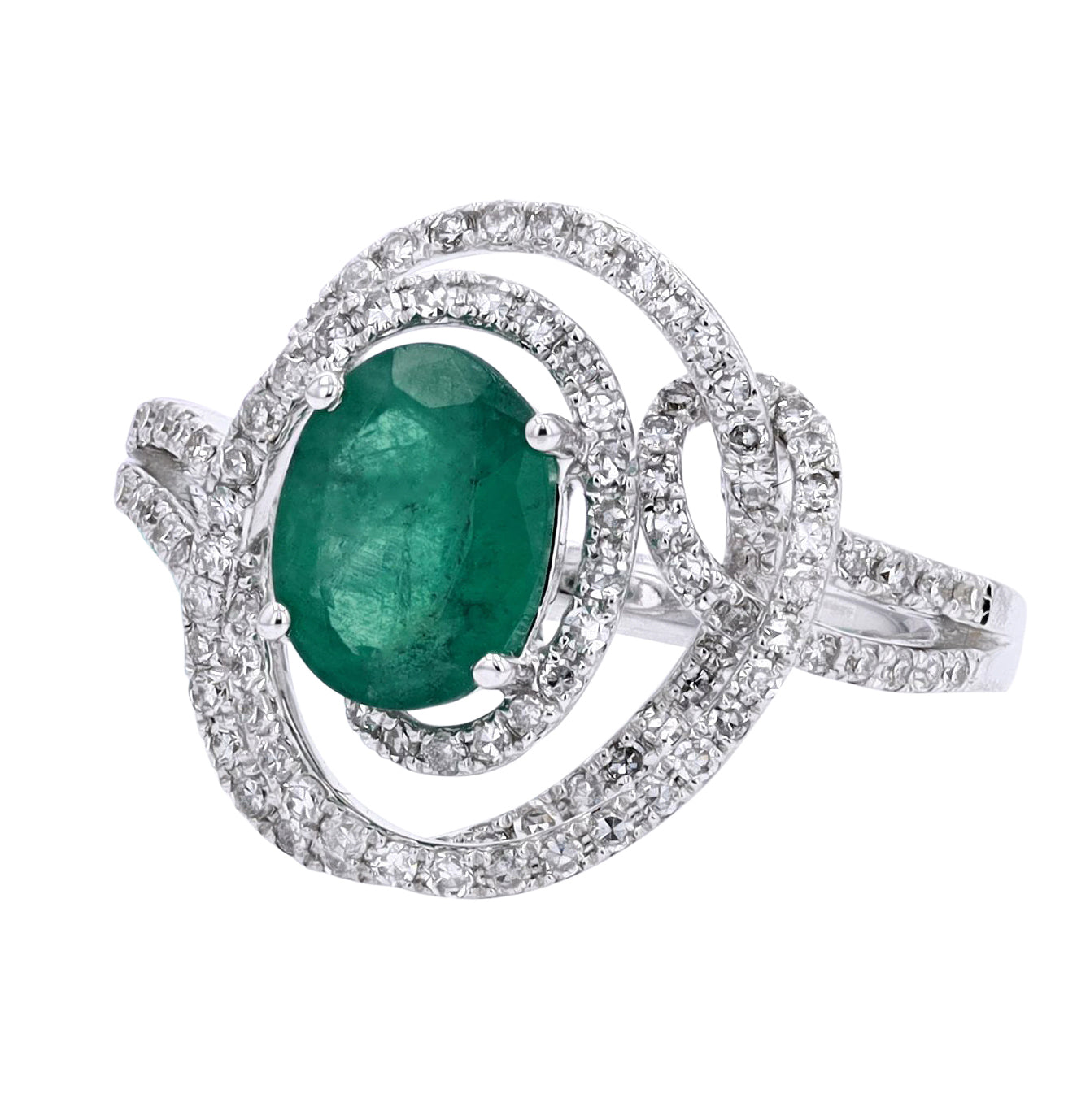 14K WG EFFY Emerald Center Ring