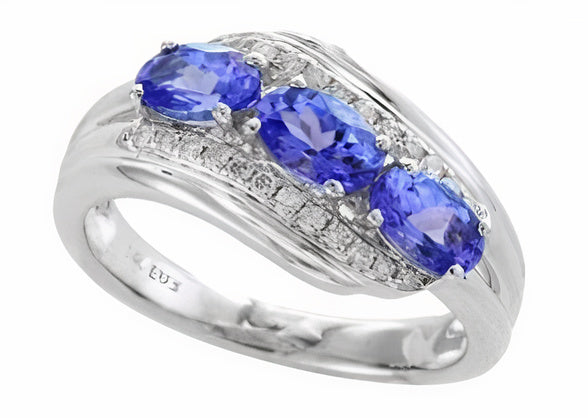14K EFFY WG 1.28 CT Tanzanite Three Stone Ring