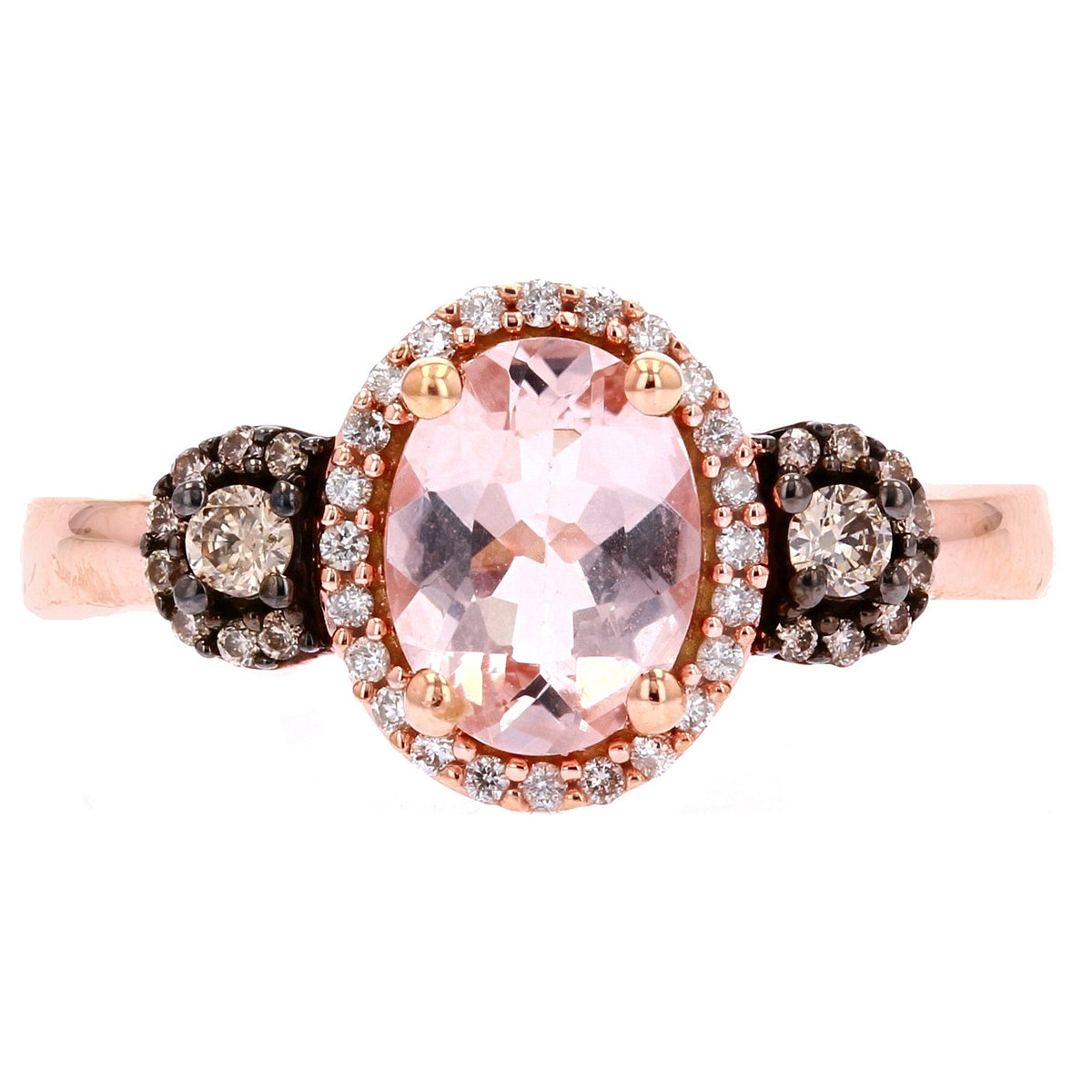 14K RG Oval Morganite Center Ring