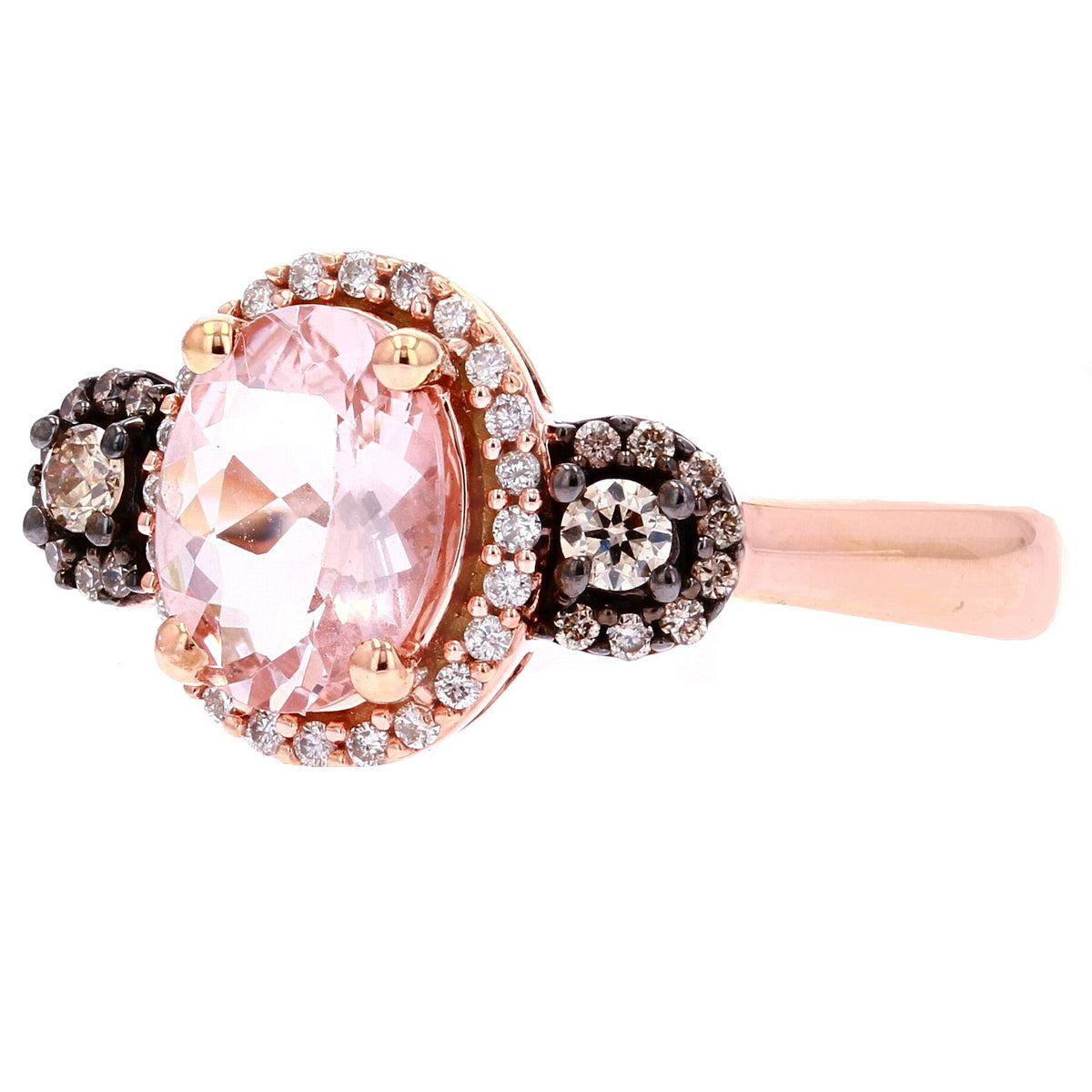 14K RG Oval Morganite Center Ring