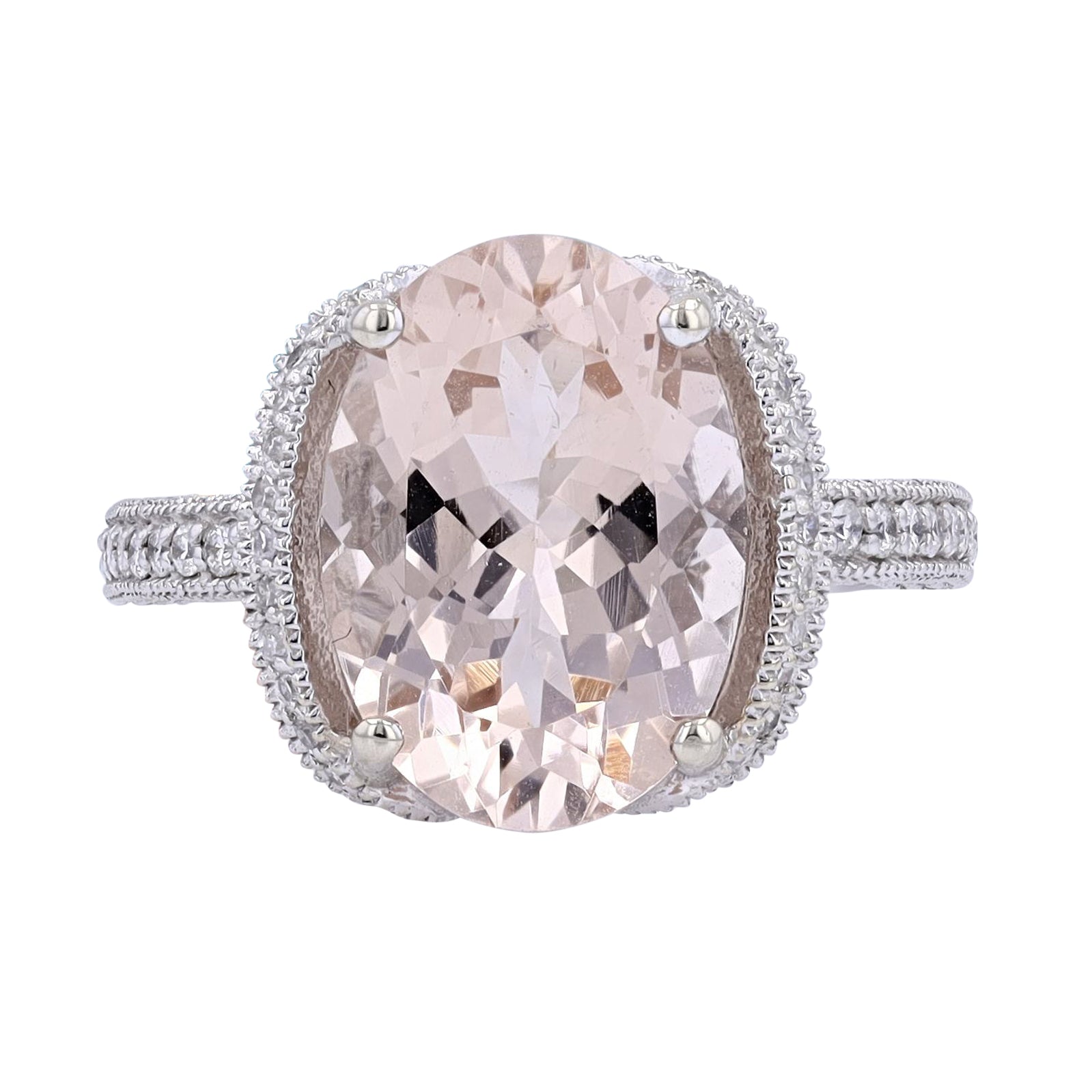 14K EFFY WG 4.85 CT Oval Morganite Ring