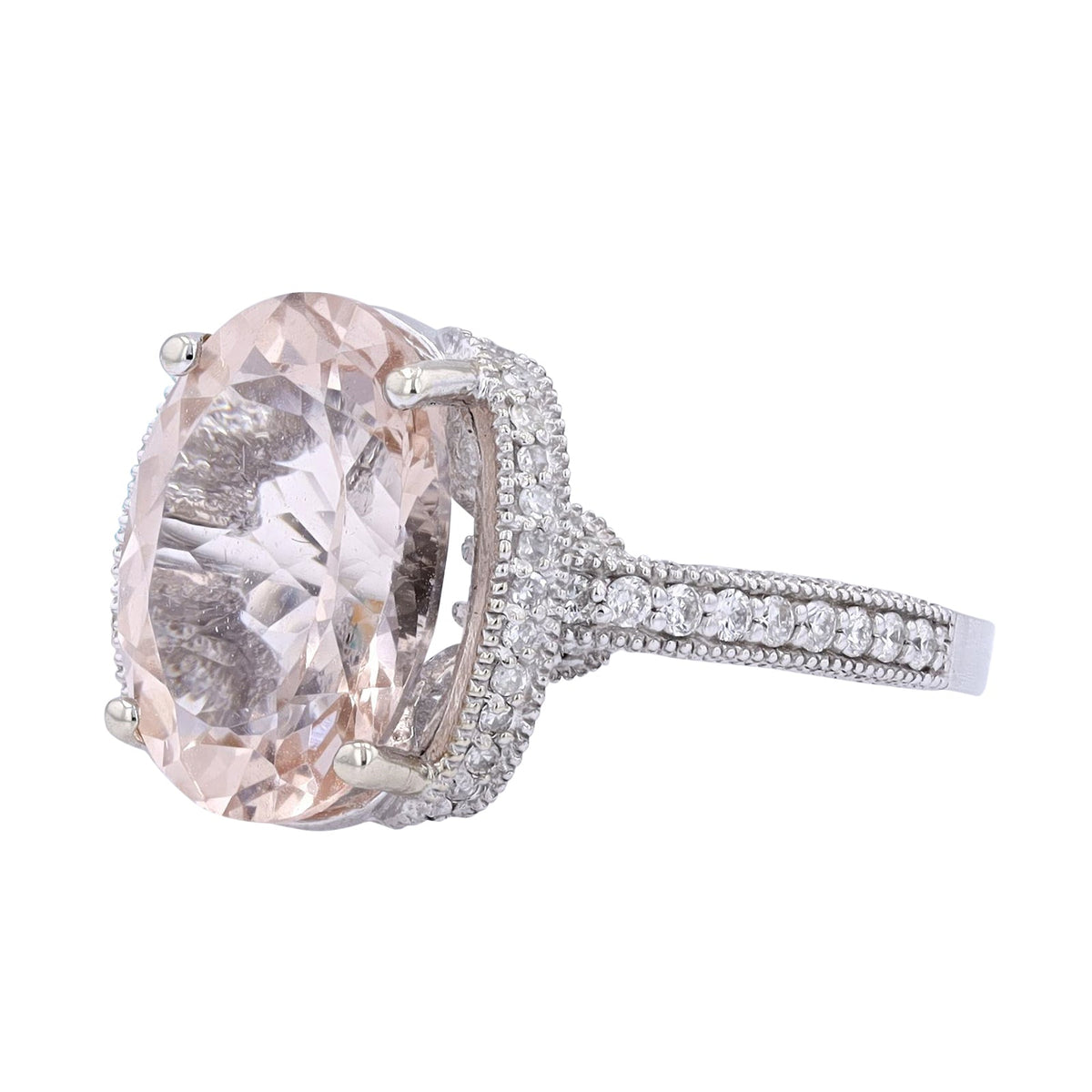 14K EFFY WG 4.85 CT Oval Morganite Ring