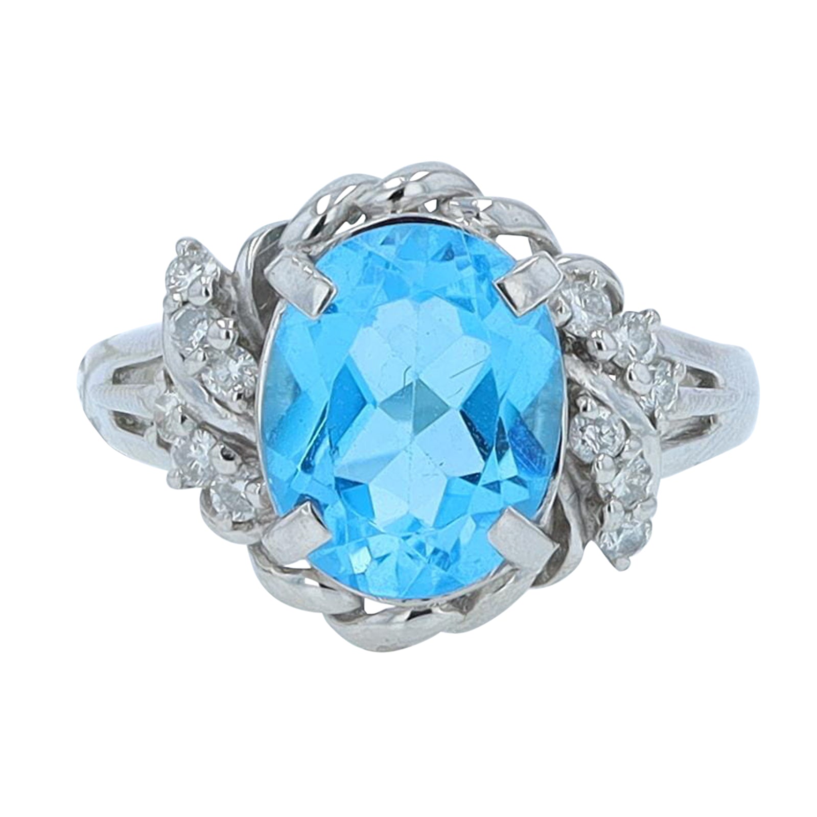 PT900 3.45 CT Blue Topaz Center Ring