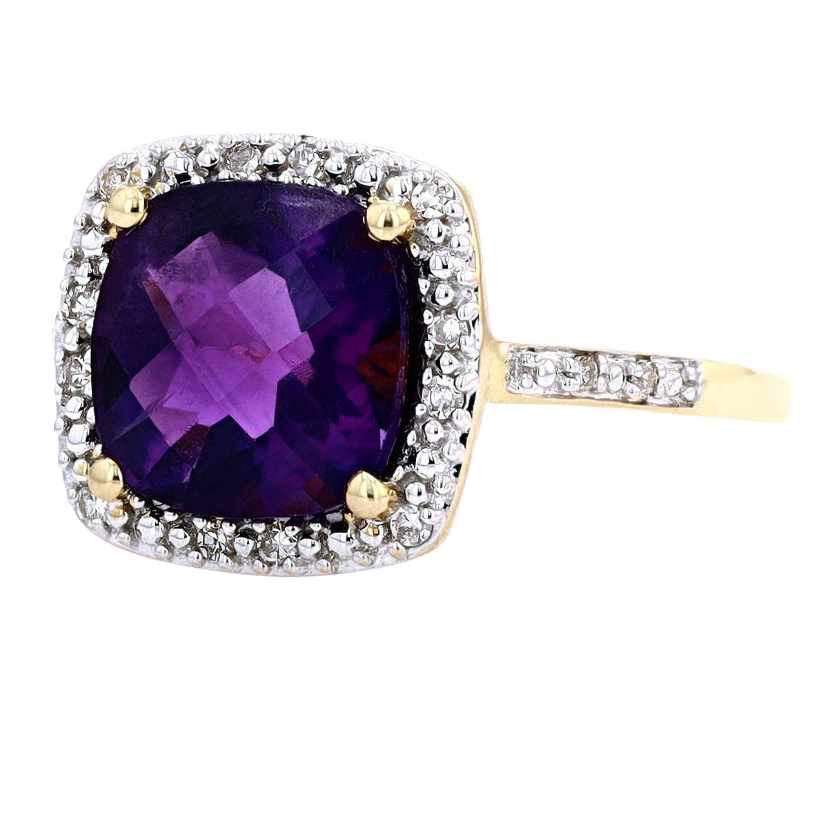 14K Checkerboard Cushion Cut Gemstone Ring<p><strong>More Colors Available</p></strong>