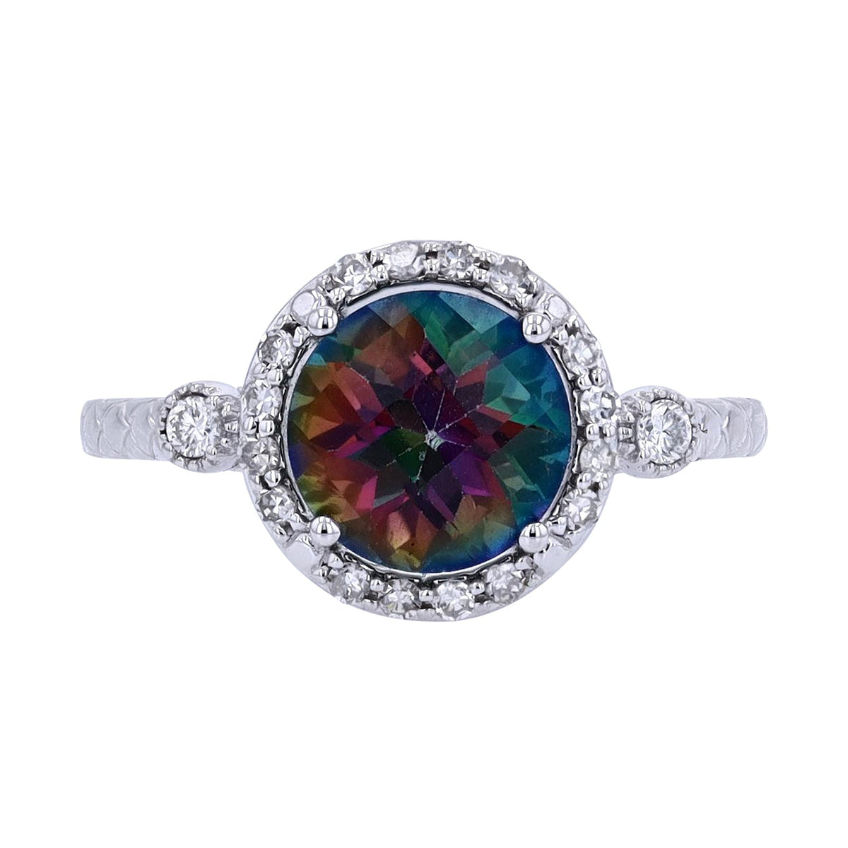 14K Halo Gemstone Ring<p><strong>More Colors Available</p></strong>